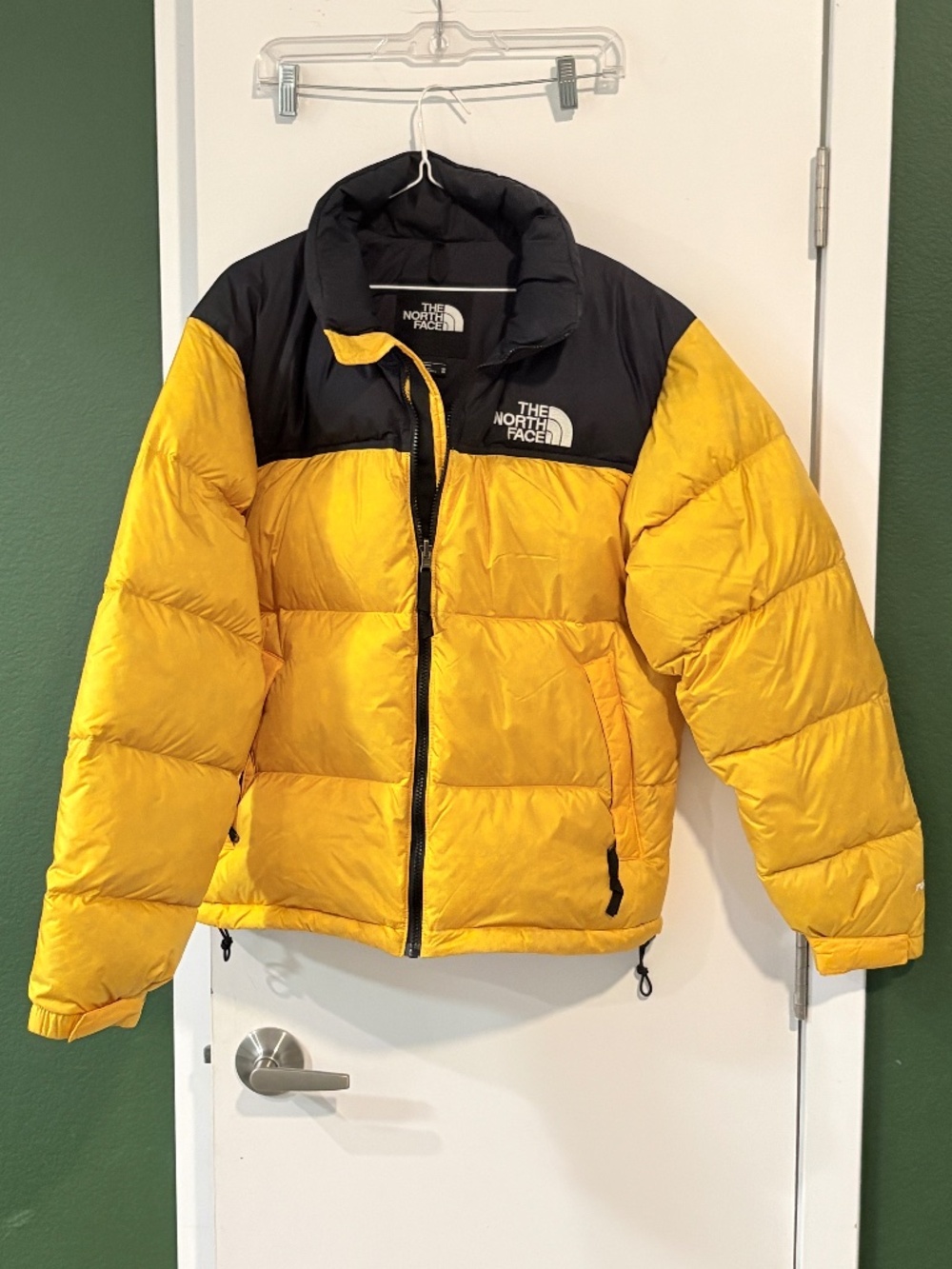 The North Face 700 Fill Nuptse Down Puffer Jacket Yellow Black Medium